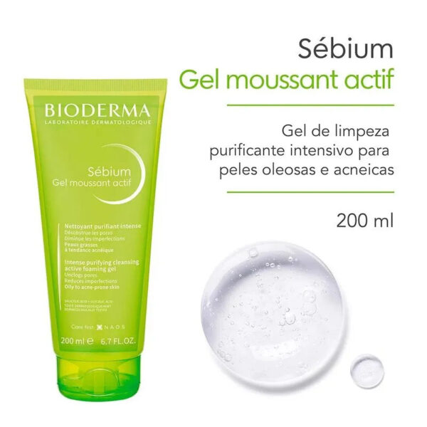 Bioderma Sébium Actif Kit com 2 Unidades – Gel de Limpeza Antioleosidade – 200ml – Kit - Image 4